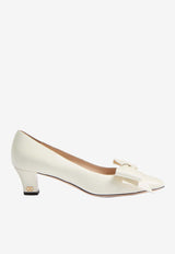 Valentino Bowow 45 Laminated Leather Pumps Ivory 6W2S0LB5DDT 098