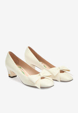 Valentino Bowow 45 Laminated Leather Pumps Ivory 6W2S0LB5DDT 098