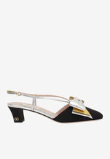 Valentino Bowow 45 Moiré Slingback Pumps Black 6W2S0LB6QLJ R1V