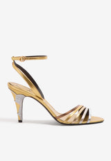 Valentino Ladycrush 85 Laminated Leather Sandals Gold 6W2S0LD3GUJ R2Y