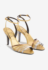 Valentino Ladycrush 85 Laminated Leather Sandals Gold 6W2S0LD3GUJ R2Y