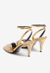 Valentino Ladycrush 85 Laminated Leather Sandals Gold 6W2S0LD3GUJ R2Y