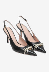 Valentino Bepoiny 80 Leather Slingback Pumps Black 6W2S0LQ1DAL 790