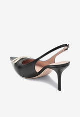 Valentino Bepoiny 80 Leather Slingback Pumps Black 6W2S0LQ1DAL 790