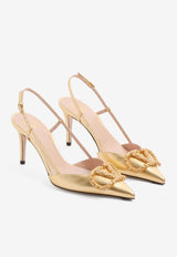 Valentino VLogo 80 Laminated Nappa Slingback Pumps Gold 6W2S0R01LUY 9MR