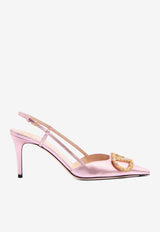 Valentino VLogo 80 Laminated Nappa Slingback Pumps Pink 6W2S0R01LUY BSV