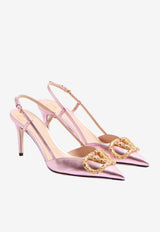 Valentino VLogo 80 Laminated Nappa Slingback Pumps Pink 6W2S0R01LUY BSV