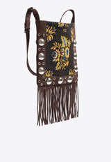 Valentino Nellcote Jacquard Fringed Crossbody Bag Brown 6Y2B0D06ZIS RCB