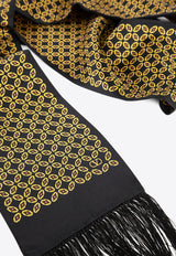 Valentino Chamber Silk Fringed Scarf Black 6Y2E600AATR RCG