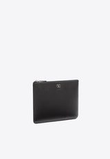 Valentino VLogo Grained Leather Zip Pouch Black 6Y2P0V10UAG 0NO