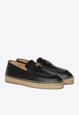 Valentino Palm Avenue Calf Leather Espadrilles Black 6Y2S0K00UDX 0NO