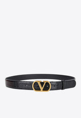 Valentino VLogo Croc-Embossed Leather Belt Black 6Y2T0SE1CDI 0NO