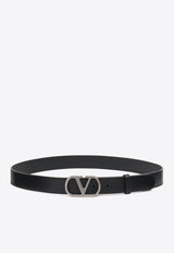 Valentino VLogo Calf Leather Belt Black 6Y2T0SE1UMS 0NO
