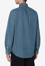 Polo Ralph Lauren Logo Embroidered Denim Shirt Blue 710792043001CO/R_POLOR-DE