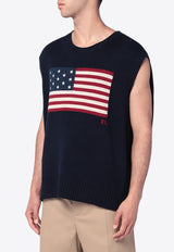 Polo Ralph Lauren Intarsia Flag Wool Sweater Vest Blue 710970293001CO/R_POLOR-HN