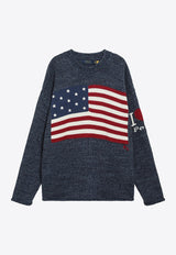 Polo Ralph Lauren I Love Polo Flag Intarsia Knit Sweater Blue 710P05225001CO/S_POLOR-BM