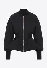 Zip-Up Peplum Bomber Jacket