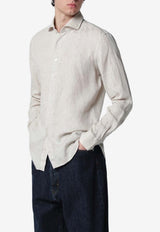 XACUS Long-Sleeved Linen Shirt Beige 722ML11297/S_XACUS-002