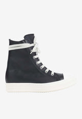 Leather High-Top Sneakers with Eyelets