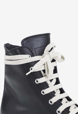Leather High-Top Sneakers with Eyelets