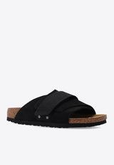 Birkenstock Kyoto Suede Logo Slides Black 1022566 0-BLACK