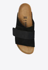 Birkenstock Kyoto Suede Logo Slides Black 1022566 0-BLACK