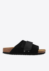 Birkenstock Kyoto Suede Logo Slides Black 1022566 0-BLACK