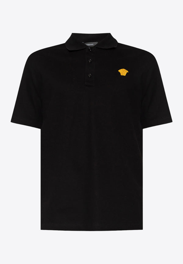 Versace Medusa Embroidered Polo T-shirt Black 1008492 1A06071-1B000