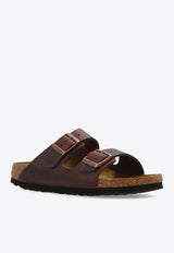 Birkenstock Arizona Double-Strap Leather Slides Brown 452763 0-HABANA