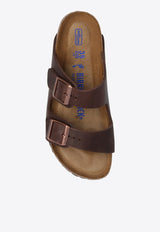 Birkenstock Arizona Double-Strap Leather Slides Brown 452763 0-HABANA