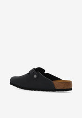 Birkenstock Boston Suede Buckled Slides Black 59461 0-BLACK