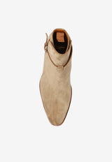 Saint Laurent Wyatt Jodhpur Suede Boots 498372 BT300-9870 Beige