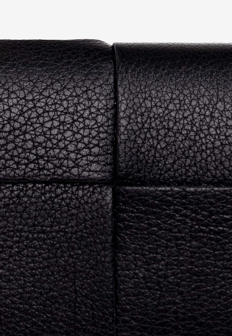 Bottega Veneta Folded Coin Purse in Intreccio Grained Leather Black 679846 V1Q73-1045