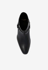 Saint Laurent Wyatt Harness Leather Ankle Boots Black 681331 1YL00-1000