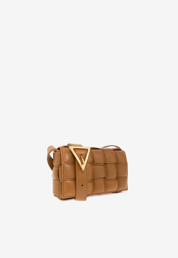 Bottega Veneta Small Padded Cassette Crossbody Bag in Intrecciato Leather Camel 717506 VCQR1-2593