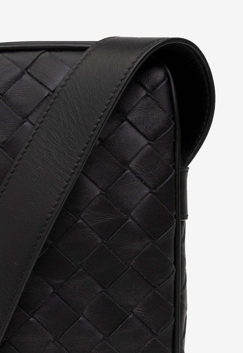 Bottega Veneta Mini Crossbody Bag in Intrecciato Leather Black 729296 VCPQ3-8803
