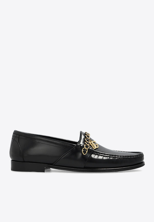 Dolce & Gabbana Logo-Plaque Leather Loafers A30154 AY925-80999