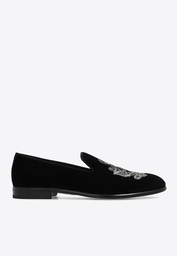 Dolce & Gabbana Embroidered Velvet Loafers A50490 AO249-8R747