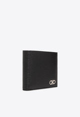 Salvatore Ferragamo Gancini Bi-Fold Leather Wallet Black 66A065 REVIVAL GANC 685986-NERO