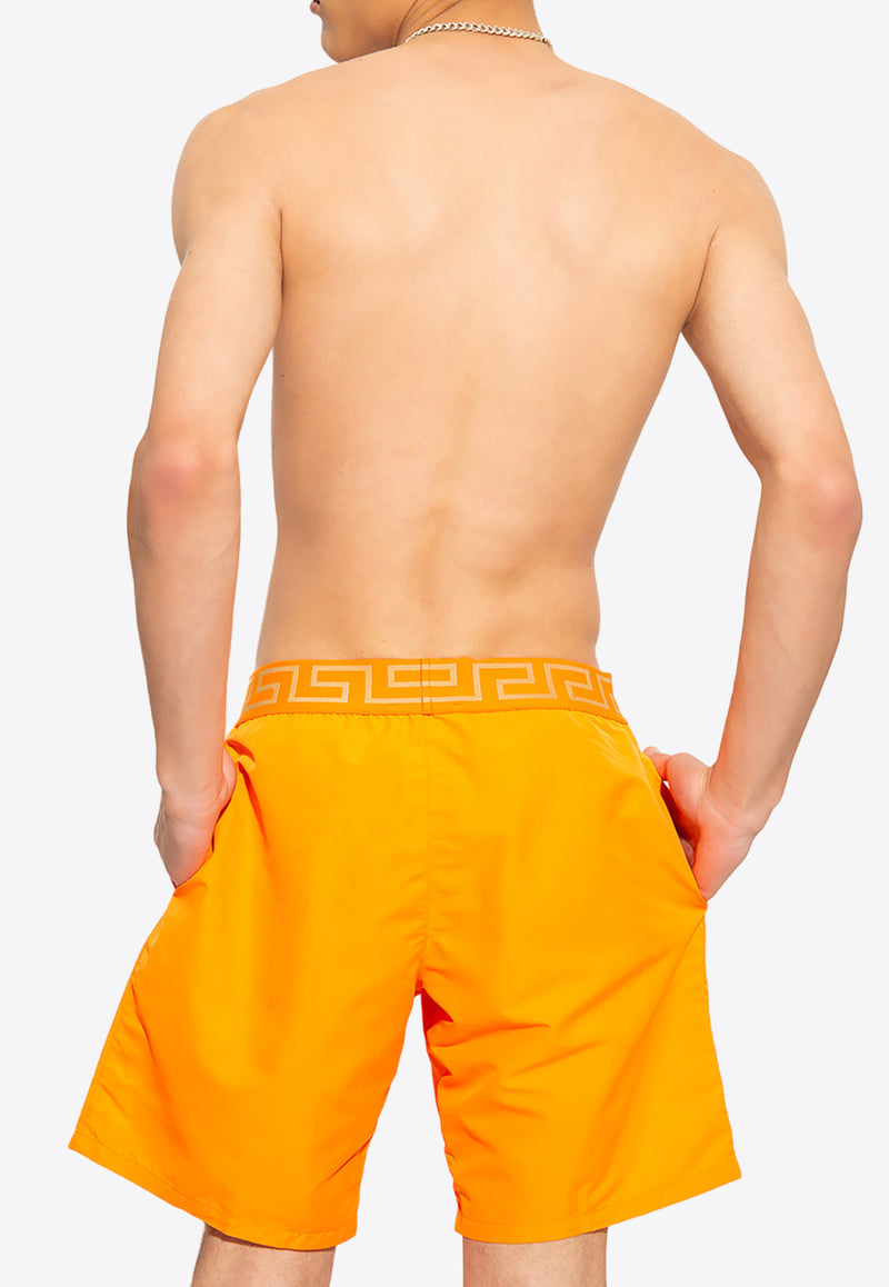 Versace Greca-Waistband Swim Shorts Orange ABU01023 A232415-A702