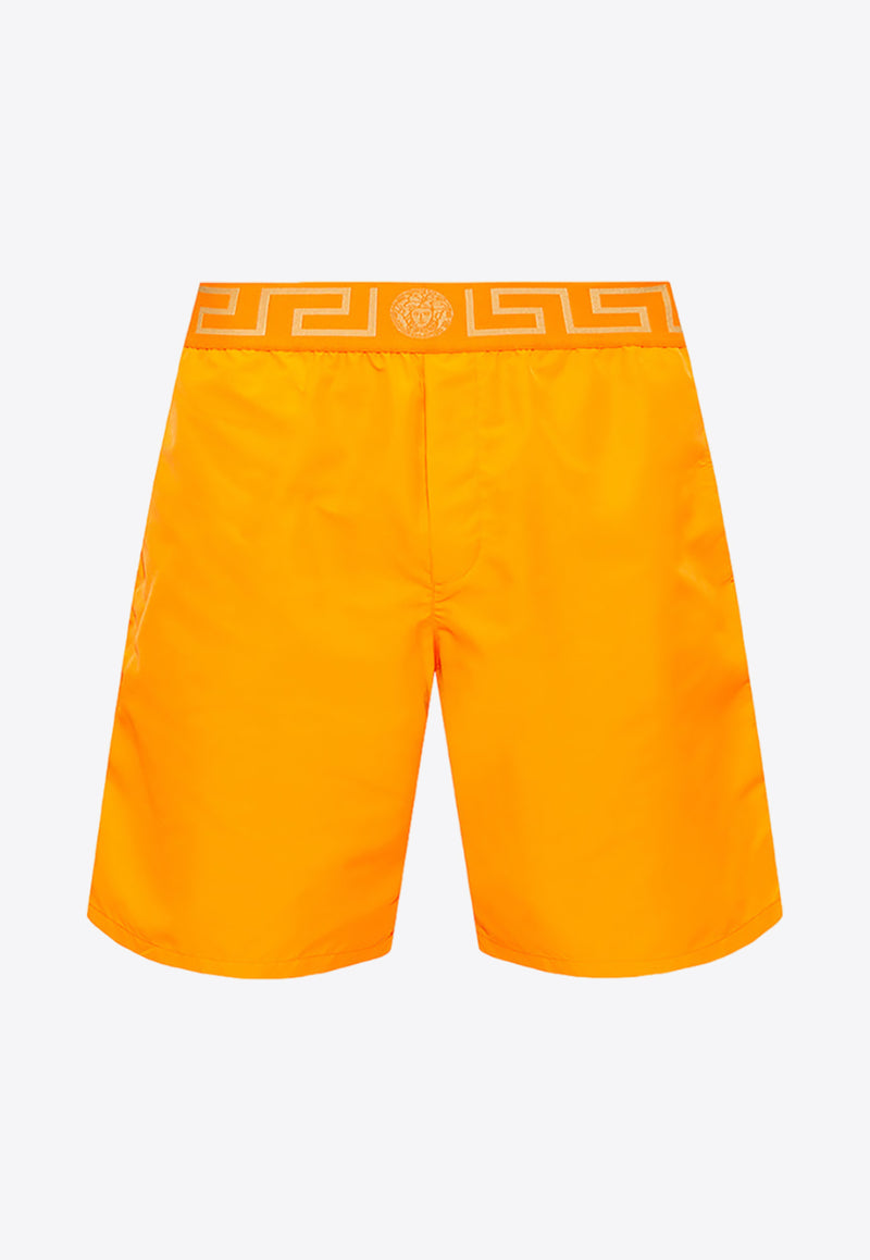 Versace Greca-Waistband Swim Shorts Orange ABU01023 A232415-A702