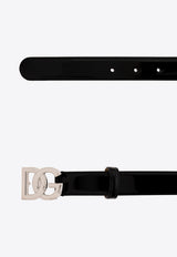 Dolce & Gabbana DG Logo Patent Leather Belt Black BE1447 AI413-80999