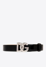 Dolce & Gabbana DG Logo Patent Leather Belt Black BE1447 AI413-80999