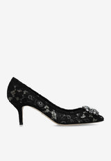 Dolce & Gabbana Bellucci 60 Lace Pumps with Brooch Black CD0066 AL198-80999