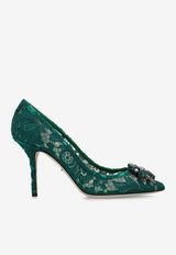 Dolce & Gabbana Bellucci 90 Lace Pumps with Brooch Green CD0101 AL198-8M072