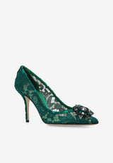 Dolce & Gabbana Bellucci 90 Lace Pumps with Brooch Green CD0101 AL198-8M072