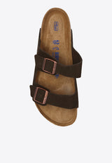 Birkenstock Arizona Suede Double-Buckle Slides Dark Brown 951311 0-MOCHA