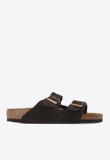 Birkenstock Arizona Suede Double-Buckle Slides Dark Brown 951311 0-MOCHA