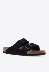 Birkenstock Arizona Suede Double-Buckle Slides Black 951321 0-BLACK