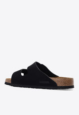 Birkenstock Arizona Suede Double-Buckle Slides Black 951321 0-BLACK